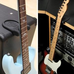 アンプをギタースタンドの代わりにすることもできます。 Guitar Rest PW-GR-01 ギターレストでギターを机に立て掛けられるようになり便利でオススメ！DTMユーザー必見！【ギタースタンド】