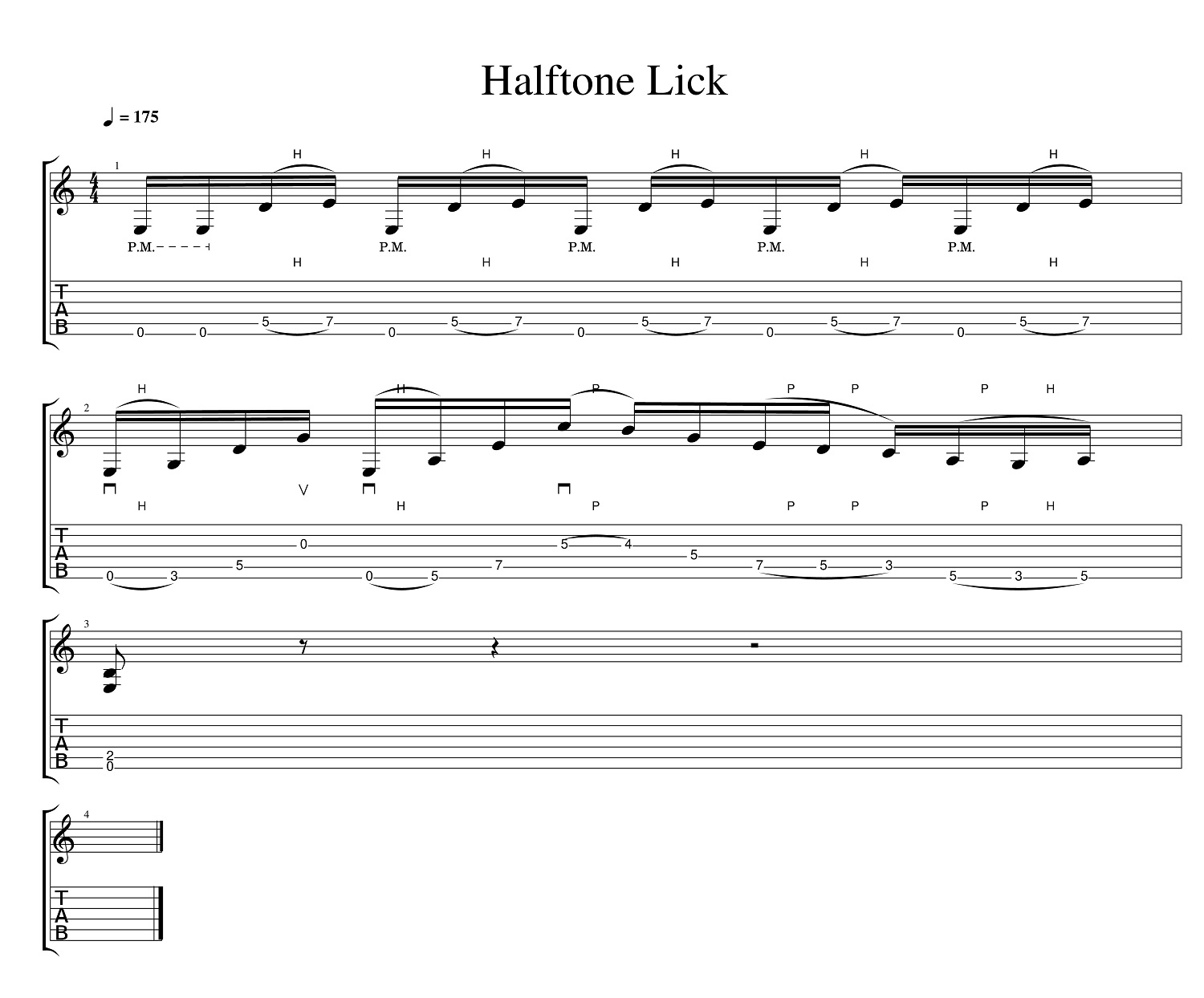 ギターの左手の練習になる動画 Halftone Lick【TAB】 (0:05)