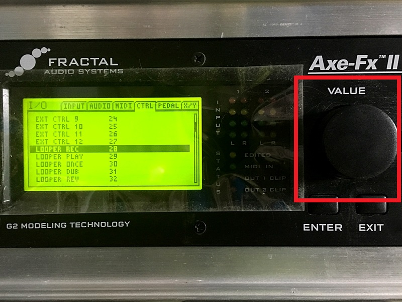 VALUEノブを回す  Axe fx2 Looperを専用コントローラー無しで使う簡単な方法！ギターのアドリブなどに最適！