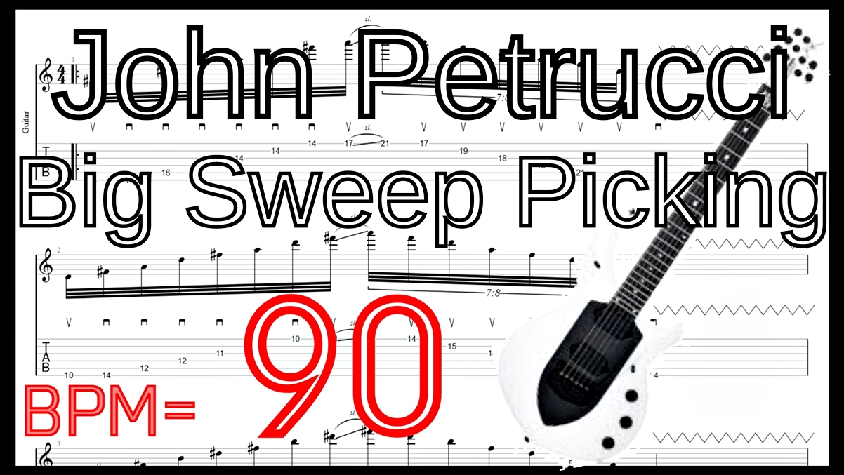 【動画】ジョン･ペトルーシの大型6弦スウィープピッキングの練習動画のBPMを細かく分けた動画 ジョン･ペトルーシの大型6弦スウィープピッキングを練習して上手くなる！【ギター】【TAB】ジョン･ペトルーシのギターのオススメ練習方法。速弾き･フルピッキング､スウィープ､タッピング､レガートなどバランスよく練習できます！