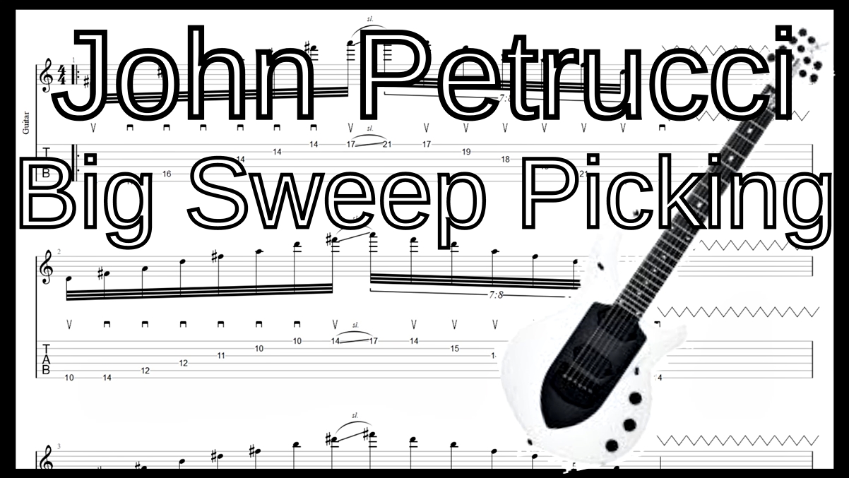 ジョン･ペトルーシの大型6弦スウィープピッキングを練習して上手くなる！【ギター】【TAB】ジョン･ペトルーシのギターのオススメ練習方法。速弾き･フルピッキング､スウィープ､タッピング､レガートなどバランスよく練習できます！