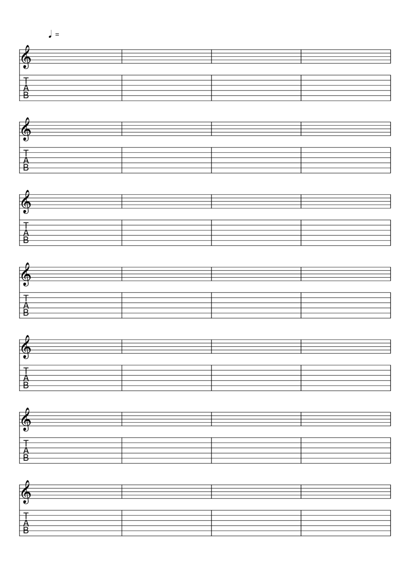 印刷用タブ譜(五線譜付き3列)の無料ダウンロード【PDF･DL】印刷用タブ譜の無料ダウンロード ギターTAB譜のみ&五線譜付き【白紙PDF】